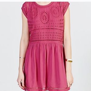 Urban Outfitters Ecote Pink Sleeveless Eyelet Mini Dress Size S